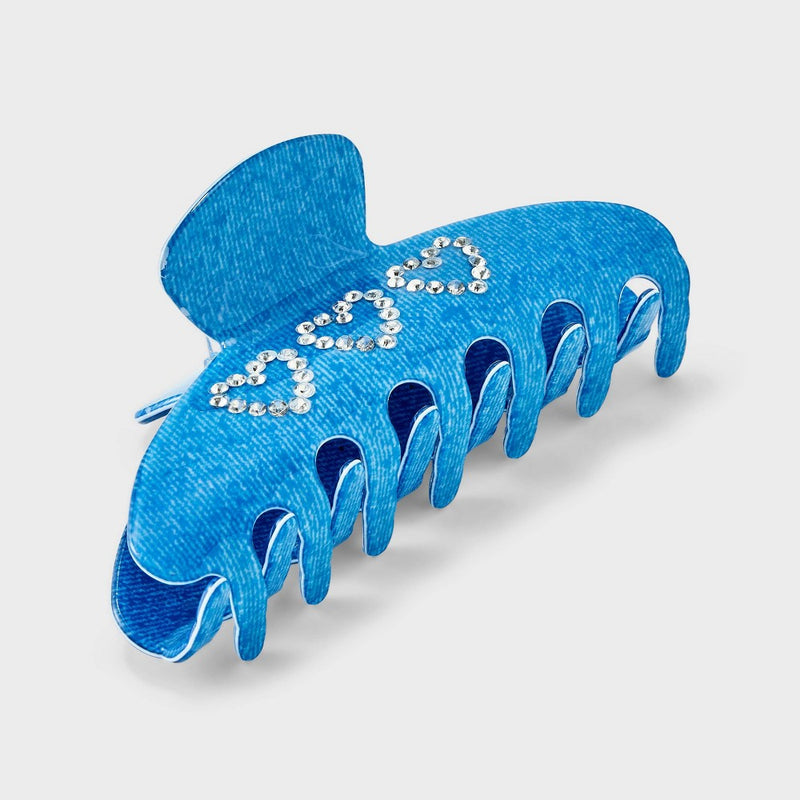Gem Heart Denim Claw Hair Clip - Wild Fable Blue