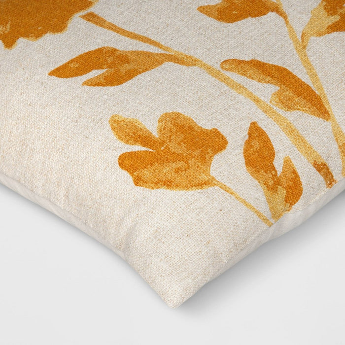Botanical Square Throw Pillow Cream/Gold - Threshold