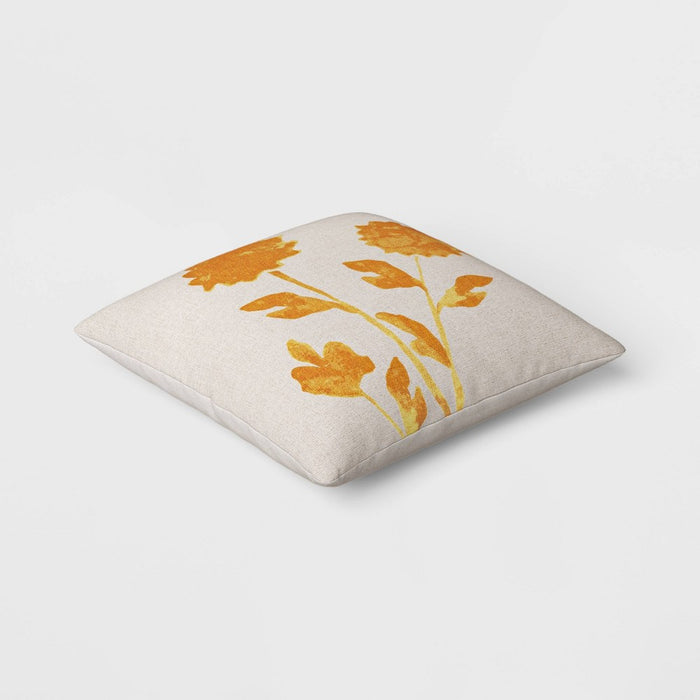 Botanical Square Throw Pillow Cream/Gold - Threshold