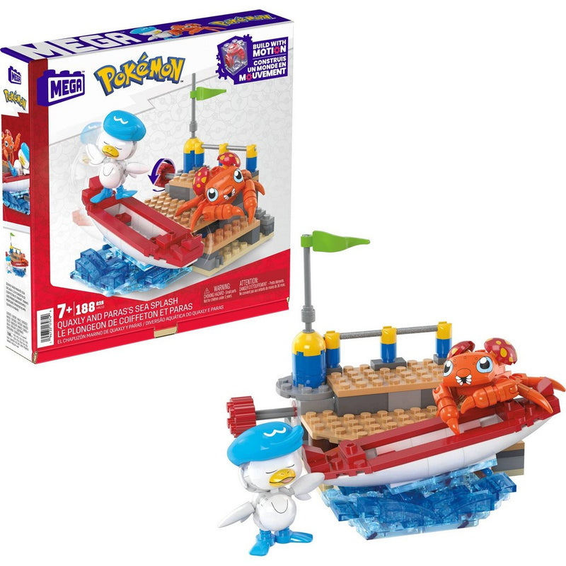 MEGA Pokemon Quaxly and Paras Building Toy Kit with 2 Action Figures - 188pcs