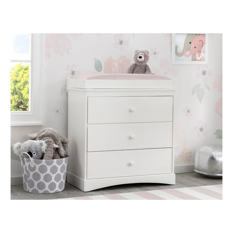 Delta Children Skylar 3-Drawer Dresser with Changing Top - Bianca White (LOCAL PICKUP ONLY)