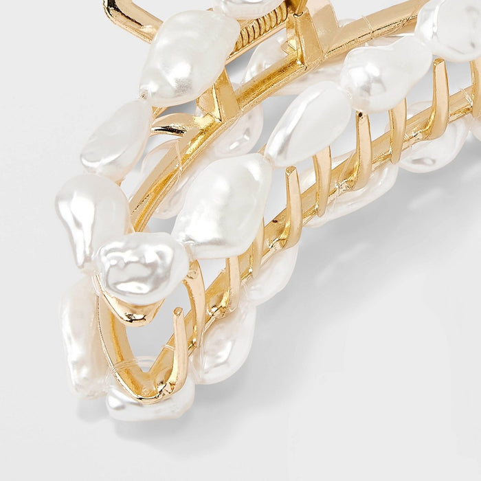 Metal with Pearl Claw Hair Clip - A New Day White