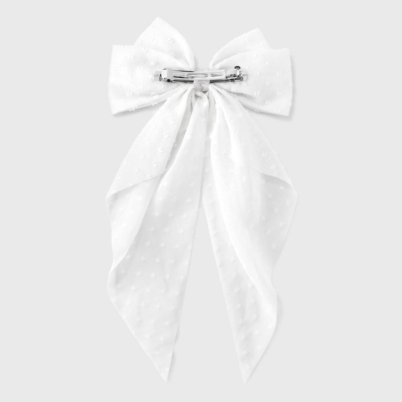 Swiss Dot Hair Bow Barrette - A New Day White