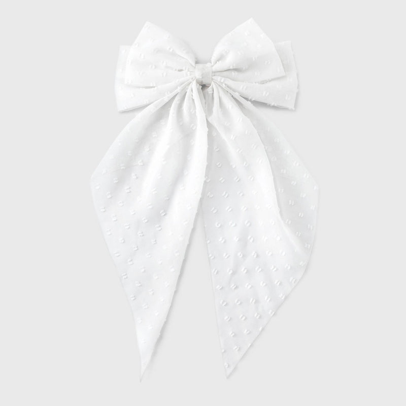 Swiss Dot Hair Bow Barrette - A New Day White