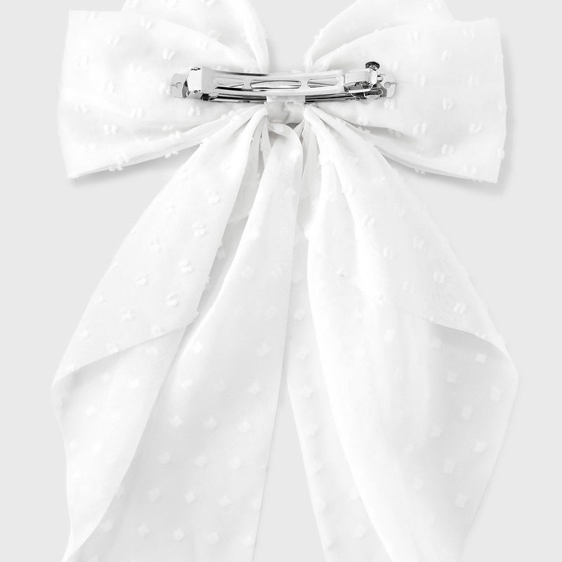 Swiss Dot Hair Bow Barrette - A New Day White