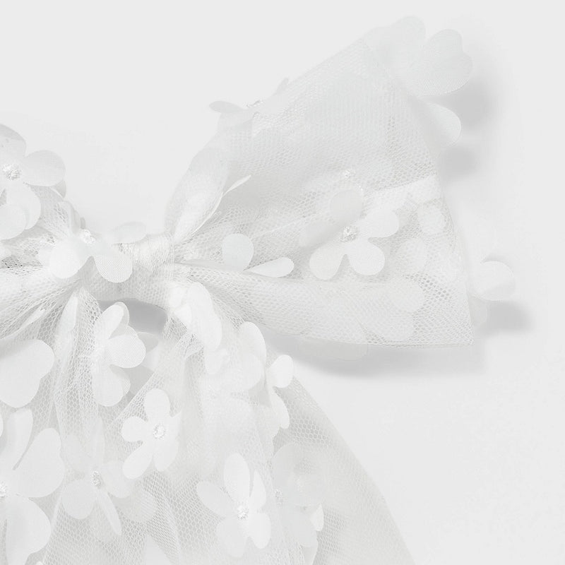 3D Flower Bow Hair Barrette - Wild Fable White