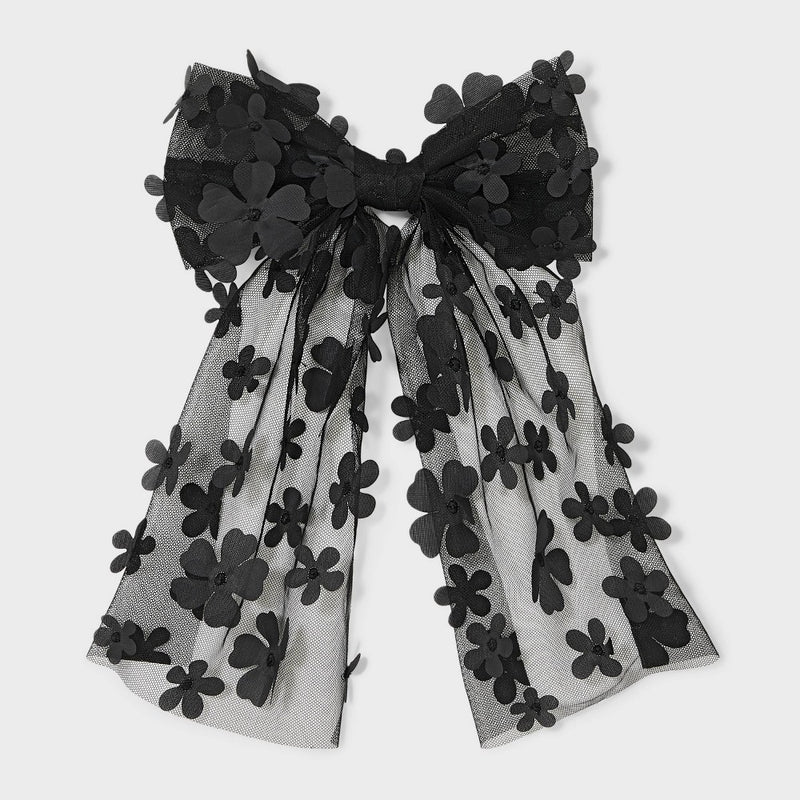 3D Flower Bow Hair Barrette - Wild Fable Black