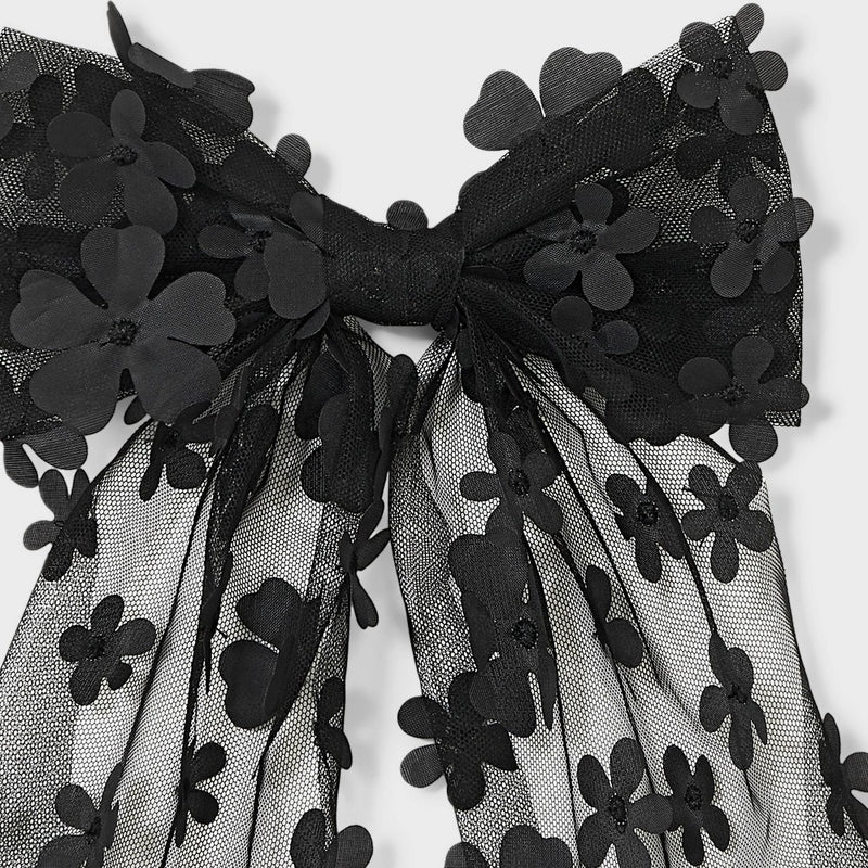 3D Flower Bow Hair Barrette - Wild Fable Black