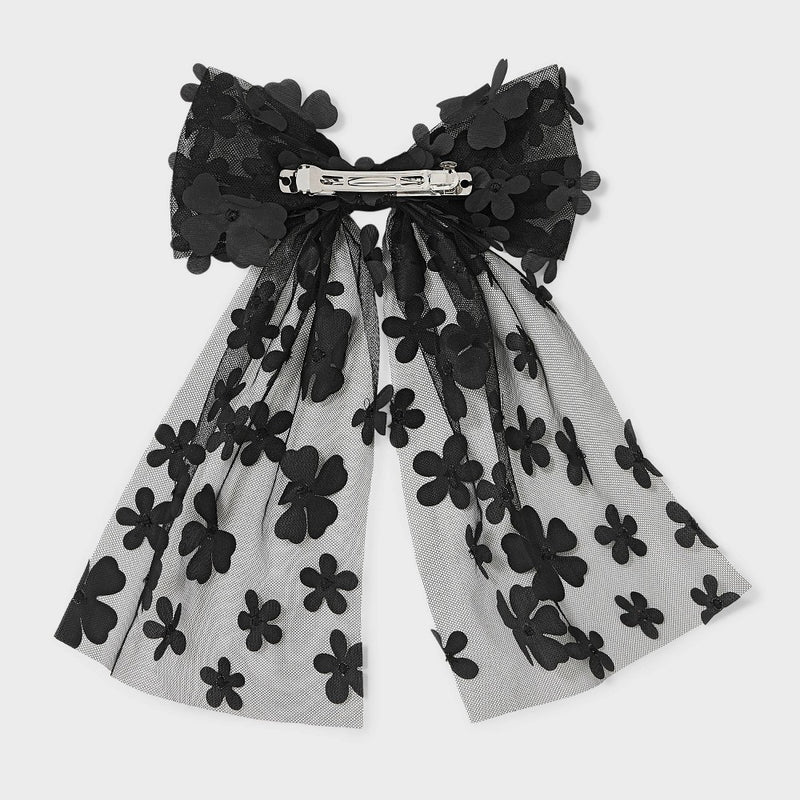 3D Flower Bow Hair Barrette - Wild Fable Black