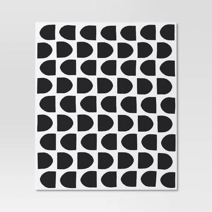 Reversible Knit Geo Throw Blanket Black - Threshold
