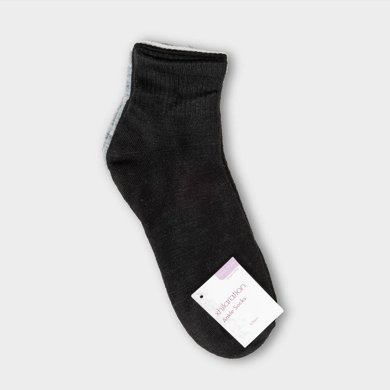 Women's 5pk Ankle Socks - Xhilaration Black/White/Gray 4-10