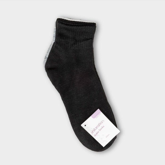 Women's 5pk Ankle Socks - Xhilaration Black/White/Gray 4-10