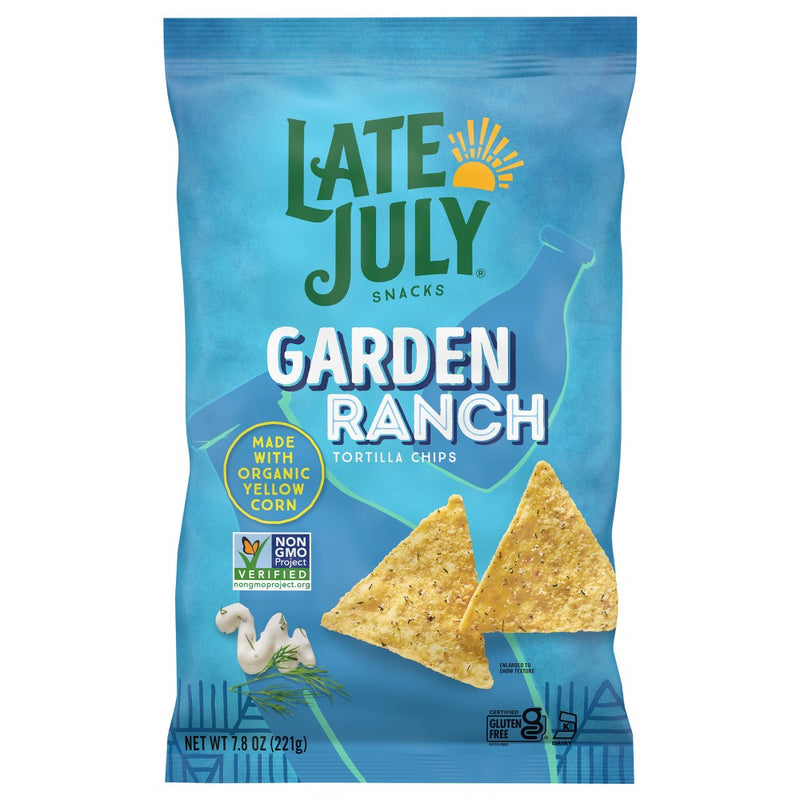 Late July Snacks Garden Ranch Tortilla Chips - Case of 12/7.8 oz
