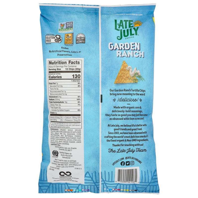 Late July Snacks Garden Ranch Tortilla Chips -.8 oz