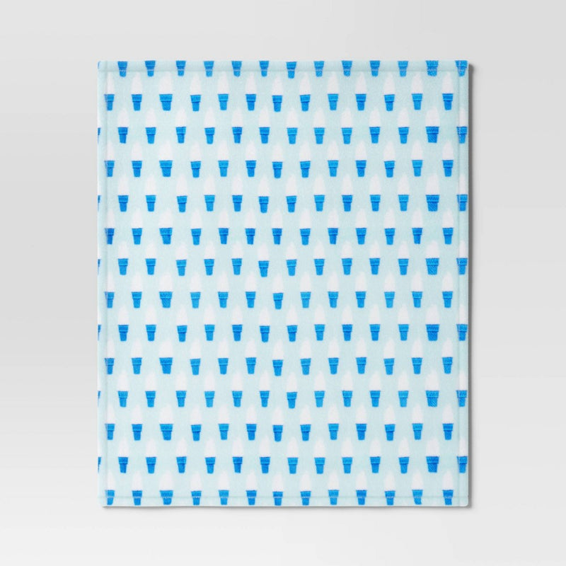 Ice Cream Printed Plush Throw Blanket Blue/White - Sun Squad