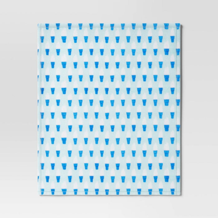 Ice Cream Printed Plush Throw Blanket Blue/White - Sun Squad
