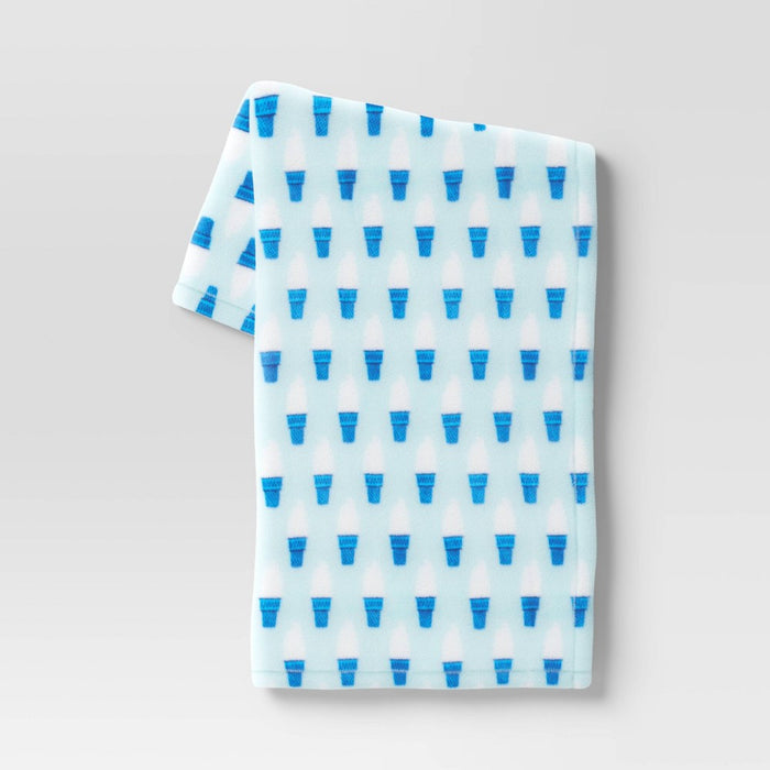Ice Cream Printed Plush Throw Blanket Blue/White - Sun Squad
