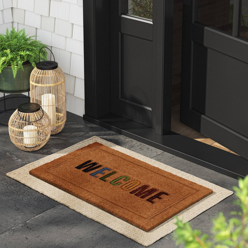 1'6"x2'6" 'Welcome' Coir Doormat Multi/Natural - Threshold