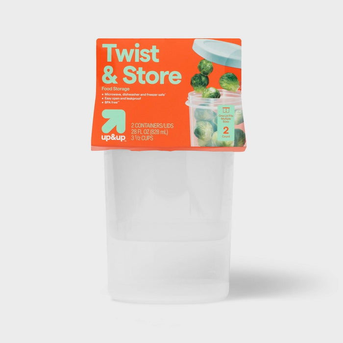 Twist & Store Round Food Storage Containers - 28 fl oz/2ct - up&up