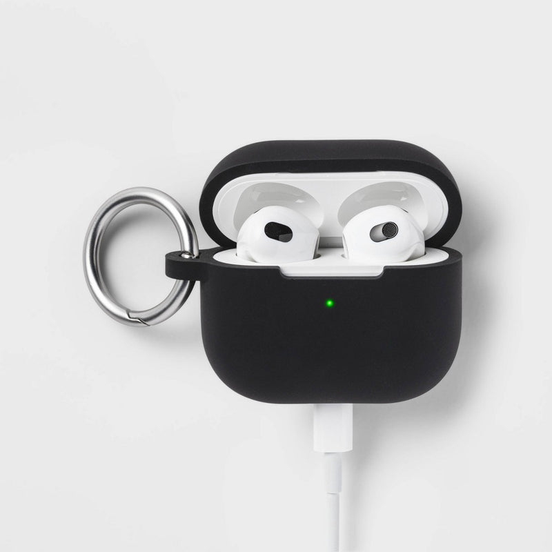 Apple AirPods (3rd Generation) Silicone Case with Clip - heyday Black with Silver