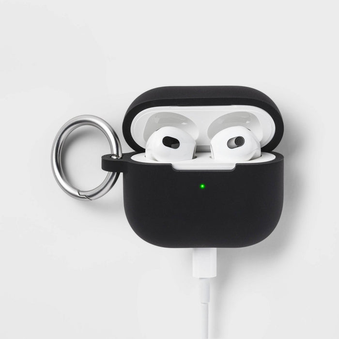Apple AirPods (3rd Generation) Silicone Case with Clip - heyday Black with Silver