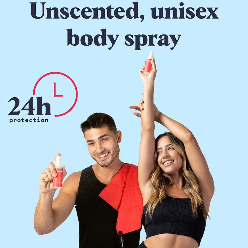 Duradry Body Deodorant Spray - Aluminum Free, Prevent Body Odor Naturally - Unscented