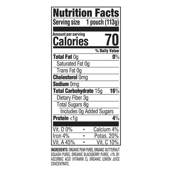 HappyBaby Clearly Crafted Pears Squash & Blackberries Baby Food - 4oz