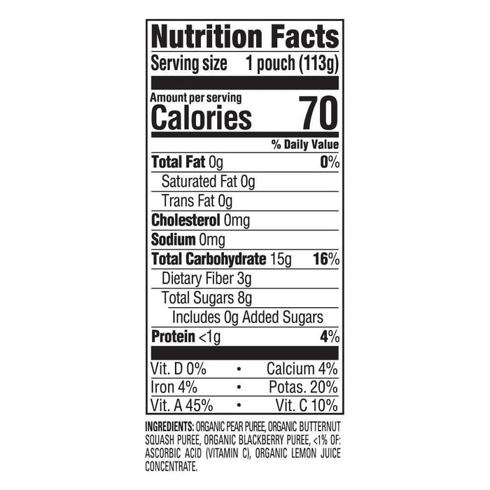 HappyBaby Clearly Crafted Pears Squash & Blackberries Baby Food - 4oz