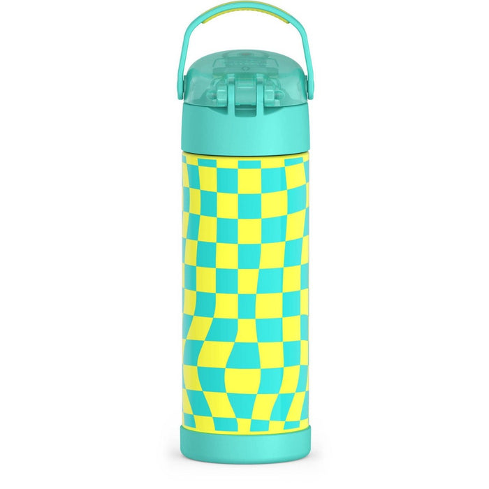 Thermos 16oz Stainless Steel FUNtainer Water Bottle with Bail Handle - Teal Checkers