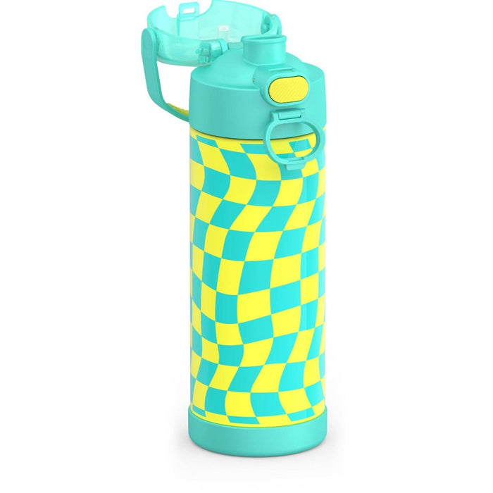 Thermos 16oz Stainless Steel FUNtainer Water Bottle with Bail Handle - Teal Checkers