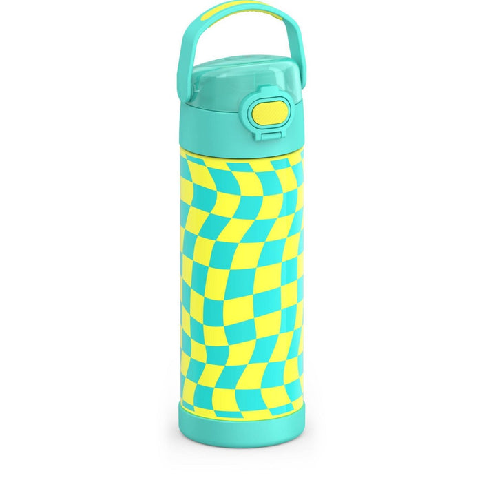 Thermos 16oz Stainless Steel FUNtainer Water Bottle with Bail Handle - Teal Checkers