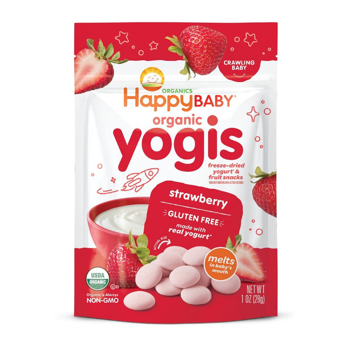 HappyBaby Organic Yogis Strawberry Freeze-Dried Yogurt & Fruit Baby Snacks - 1oz