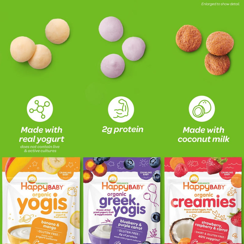 HappyBaby Organic Yogis Strawberry Freeze-Dried Yogurt & Fruit Baby Snacks - 1oz