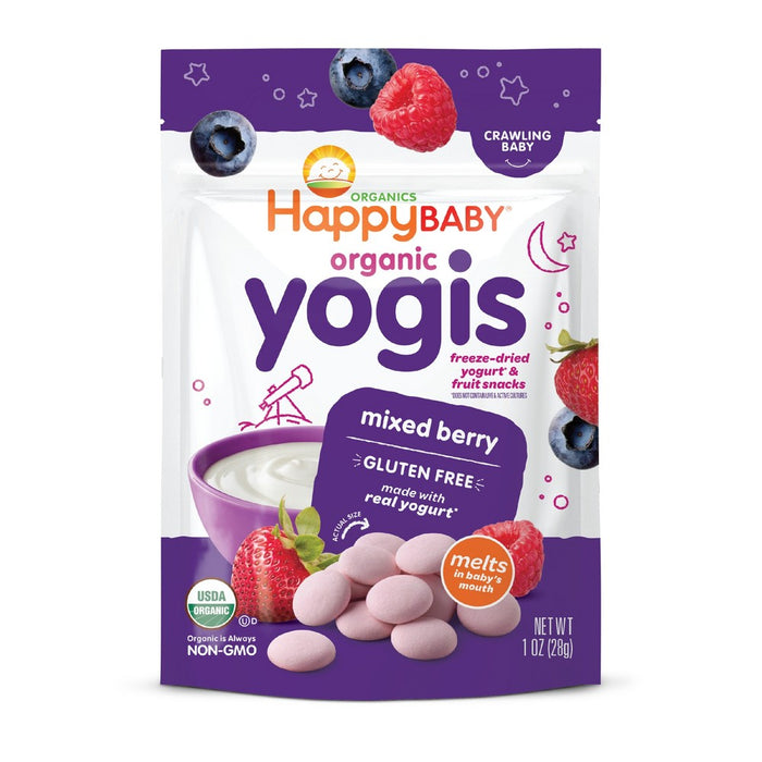 HappyBaby Organic Yogis Mixed Berry Yogurt & Fruit Baby Snacks - 1oz
