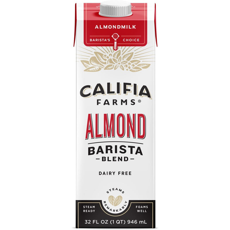 Califia Farms - Original Almond Barista Blend Almond Milk, 32 Oz, Shelf Stable, Dairy Free, Plant Based, Vegan, Gluten Free, Non GMO, High Calcium, Milk Frother, Creamer