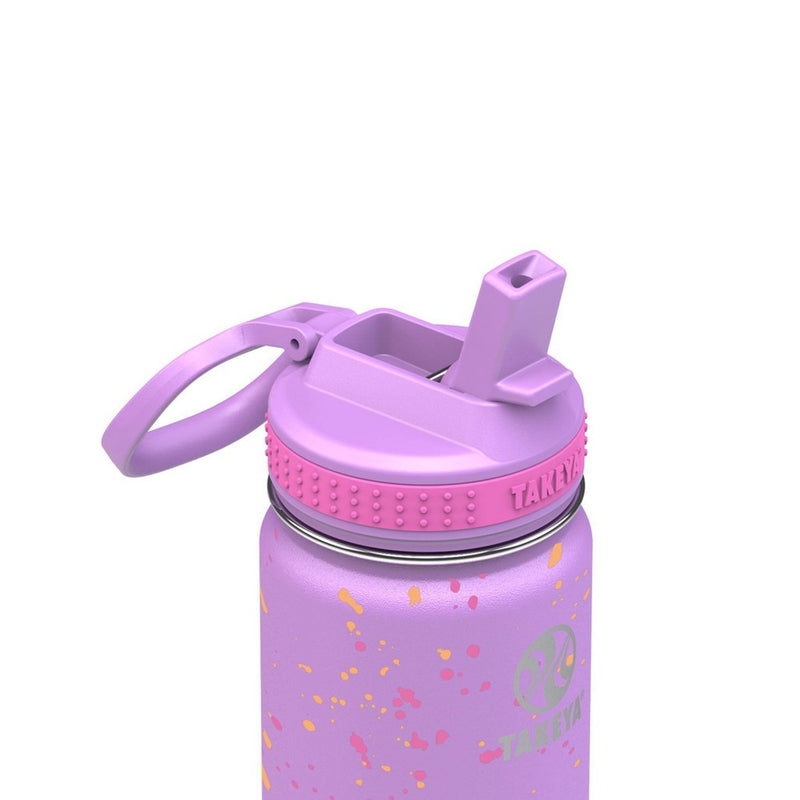 Takeya 22oz Kids' Stainless Steel 2 Color Confetti Insulated Water Bottle with Straw Lid - Purple Love