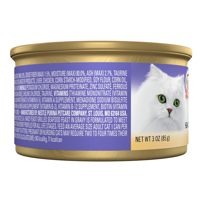 Purina Fancy Feast Grilled Gourmet Wet Cat Food Seafood Feast In Gravy - 3oz