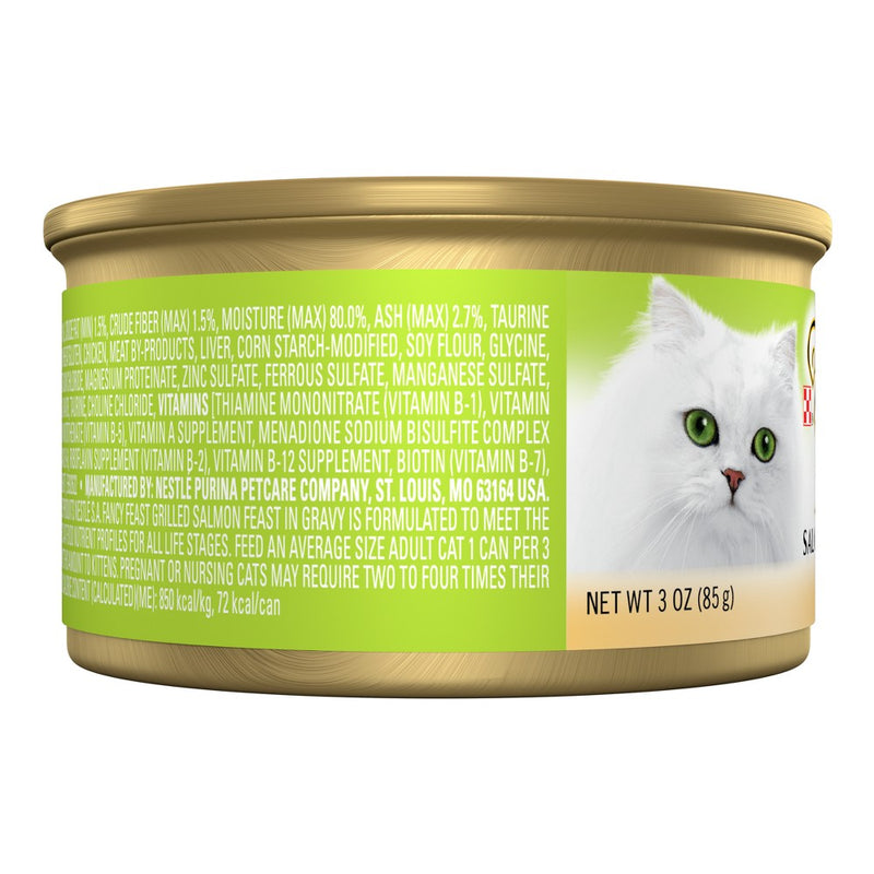 Purina Fancy Feast Grilled Gourmet Wet Cat Food Salmon, Fish, Seafood Feast In Gravy - 3oz