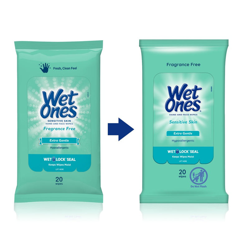 Wet Ones Sensitive Skin Hand Wipes Travel Pack - Fragrance Free - 20ct