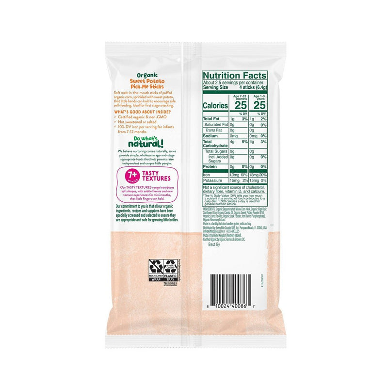 Little Bellies Organic Sweet Potato Pick-Me Sticks Baby Snacks - 0.56oz