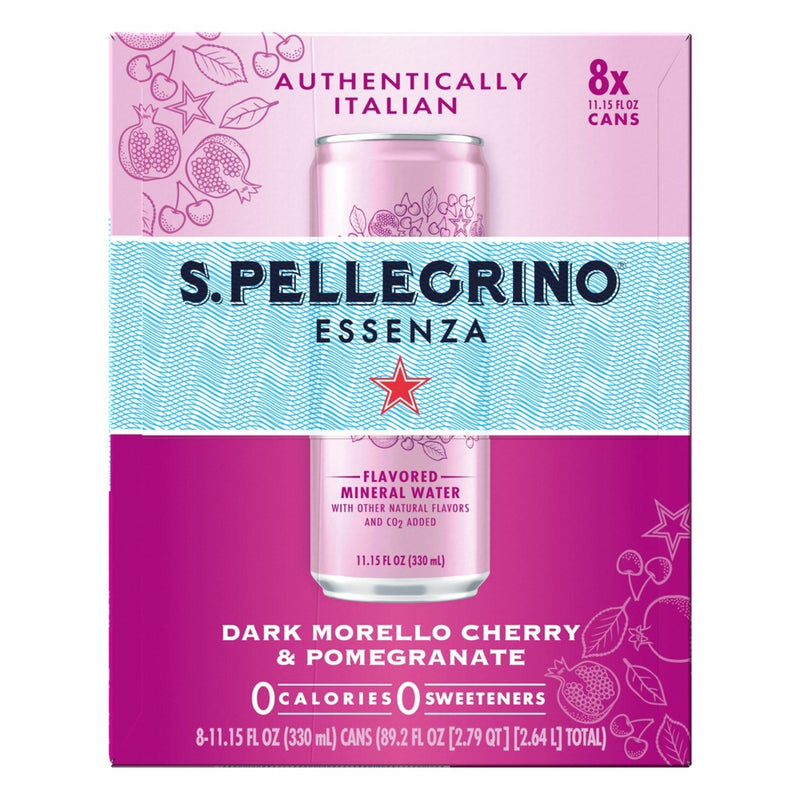 S.Pellegrino Essenza Dark Morello Cherry & Pomegranate Flavored Mineral Water - 8pk/11.15 fl oz Cans