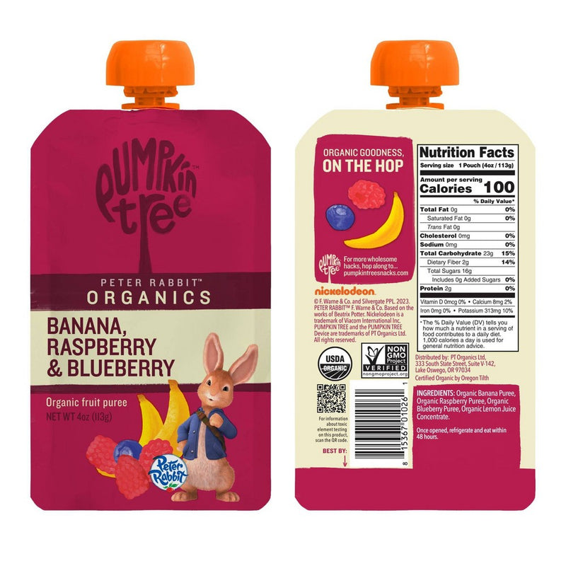Peter Rabbit Organics Banana Raspberry & Blueberry Baby Food Pouch - 4oz