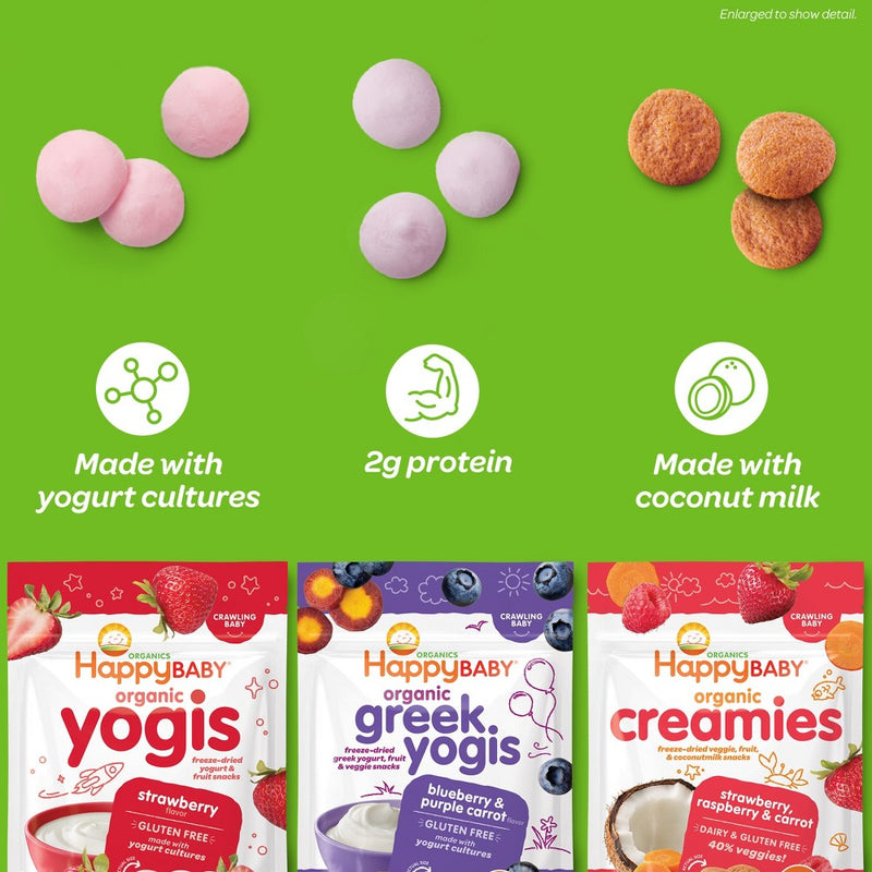 HappyBaby Organic Greek Yogis Blueberry & Purple Carrot Baby Snacks -1oz