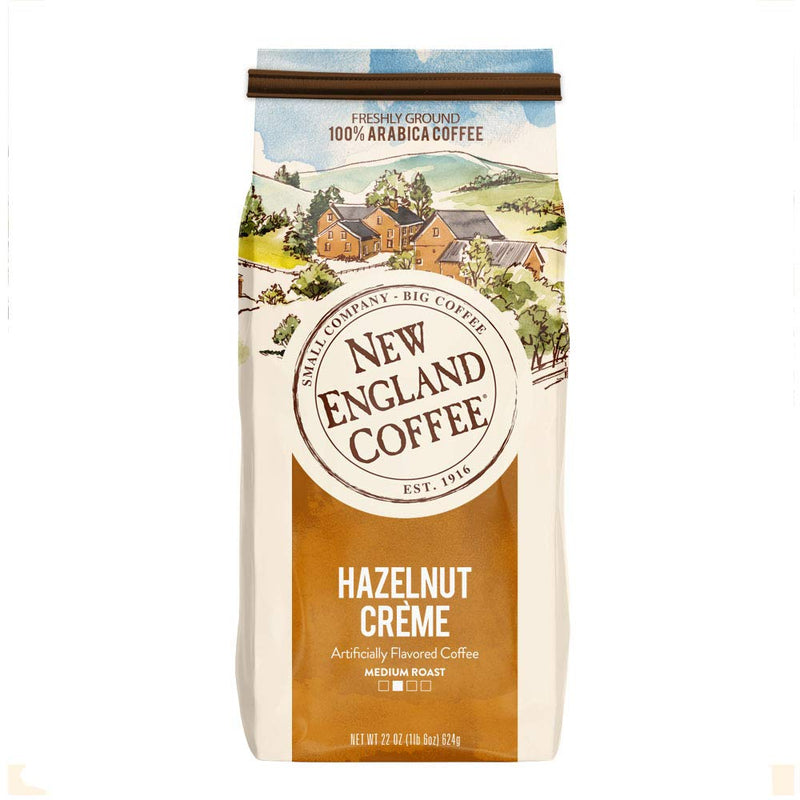 New England Coffee Hazelnut Crème Medium Roast Ground Coffee 22 Oz. Bag