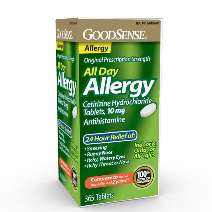 Goodsense All Day Allergy, Compare To Zyrtec, Cetirizine Hydrochloride Tablets, 10 Mg, Antihistamine, 365 Count