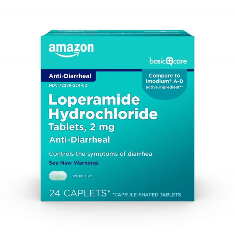 Amazon Basic Care Loperamide Hydrochloride Tablets, 2 Mg, Anti-Diarrheal, 24 Count (Pack Of 1)