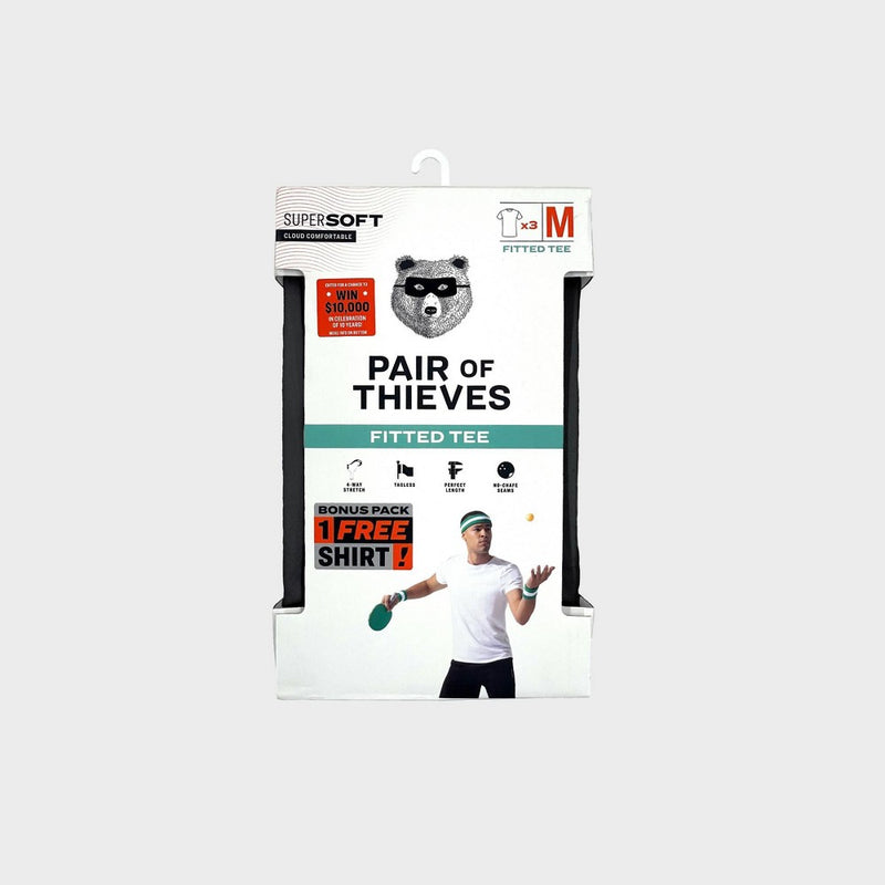 Pair of Thieves Men's 2+1 Bonus Pack Super Soft Crew Neck Undershirt - Black S