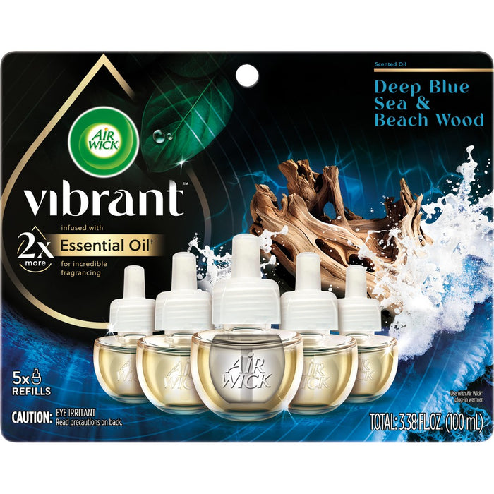Air Wick Vibrant Scented Oil Air Freshener Refills Deep Blue Sea & Beach Wood - 3.38 fl oz/5pk