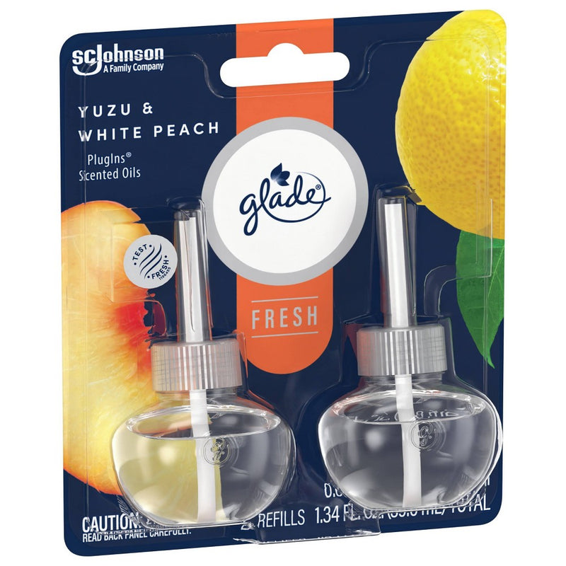 Glade PlugIns Scented Oil Air Freshener Refills White Peach & Yuzu - 1.34 fl oz/2pk