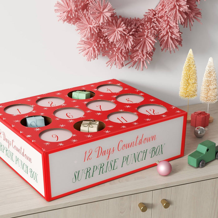 12-Day Christmas Countdown Punch Box Red/White - Wondershop